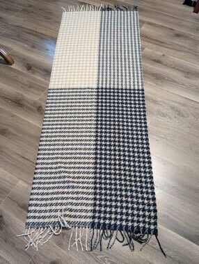 Pretty Persuasions Tans and Blue Wolven Scarf with Fringes . Luxury Softness.